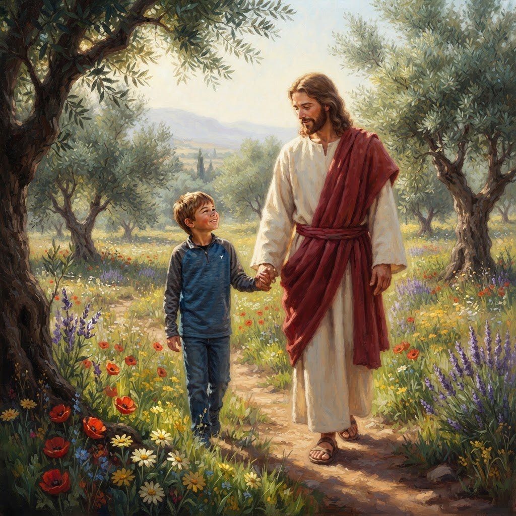Held by His Hand — Personalized Jesus & Child Canvas - 10 × 10" No frame - GAMEDEI