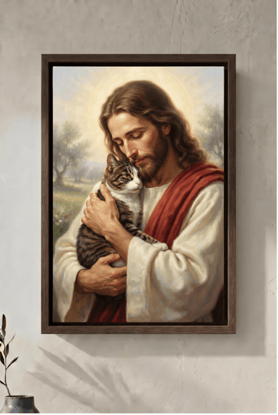 Safe in His Embrace — Personalized Jesus & Pet Memorial Canvas