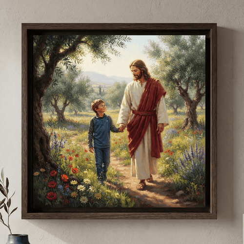 Held by His Hand — Personalized Jesus & Child Canvas - 10 × 10" No frame - GAMEDEI